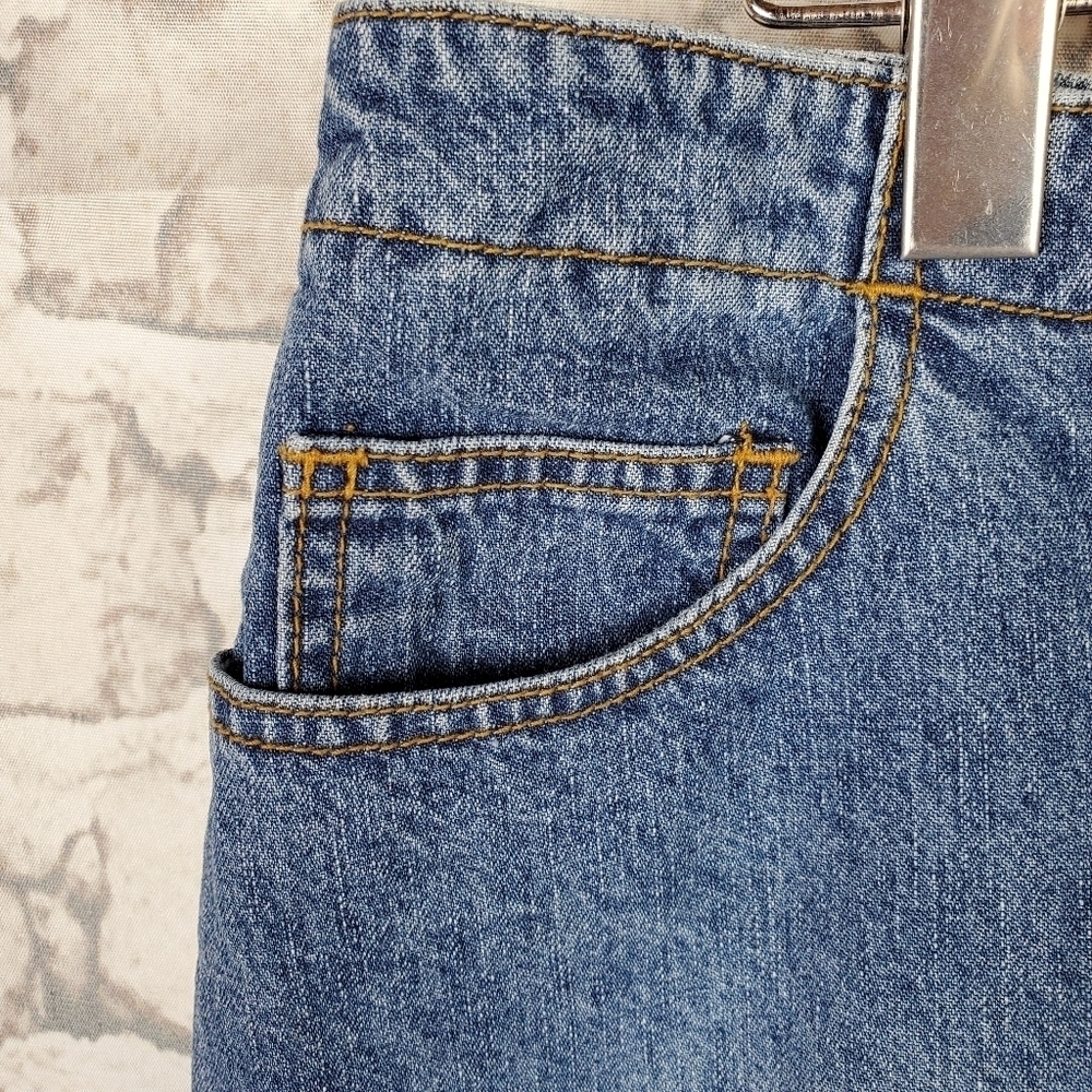 Vintage Midi Denim  Skirt 13 Blue Fade Front Slit Cotton Ginny Coastal Festival - Picture 4 of 10